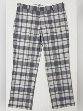 Nike Golf Pants Tour Performance Mens 35 X30 Gray White Red Plaid Dri-Fit